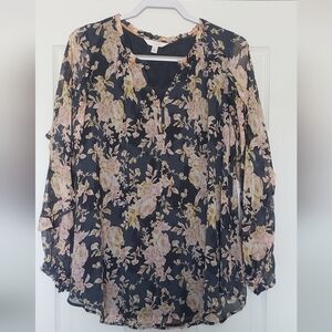 Kohls Lauren Conrad floral blouse Womens XL